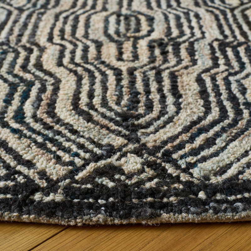 Marquee 512 Hand Tufted 45% Wool; 35% Pet; 20% Cotton Geometric Shapes Rug, Round 6'