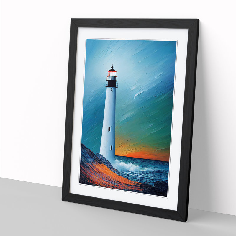Painted Lighthouse Vol.6 - Picture Frame Print, 64cm H x 46cm W x 2cm D, Oak