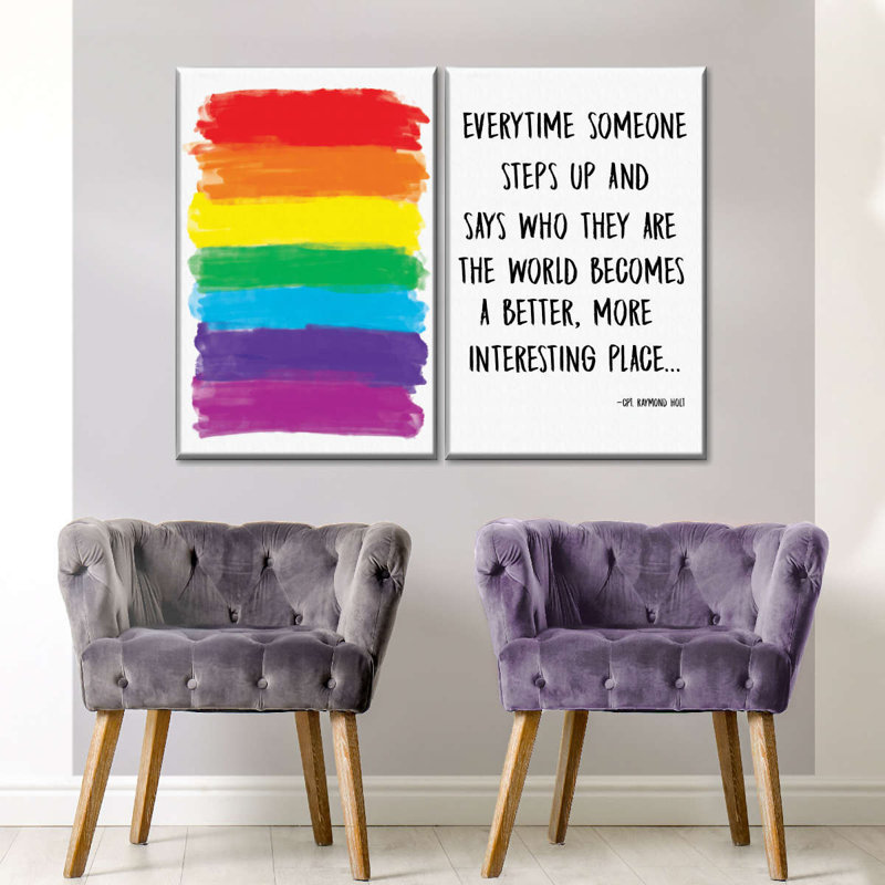 Ensemble de 2 pièces de citations sur toile LGBT, H 45 po x l 61 po x P 1,25 po