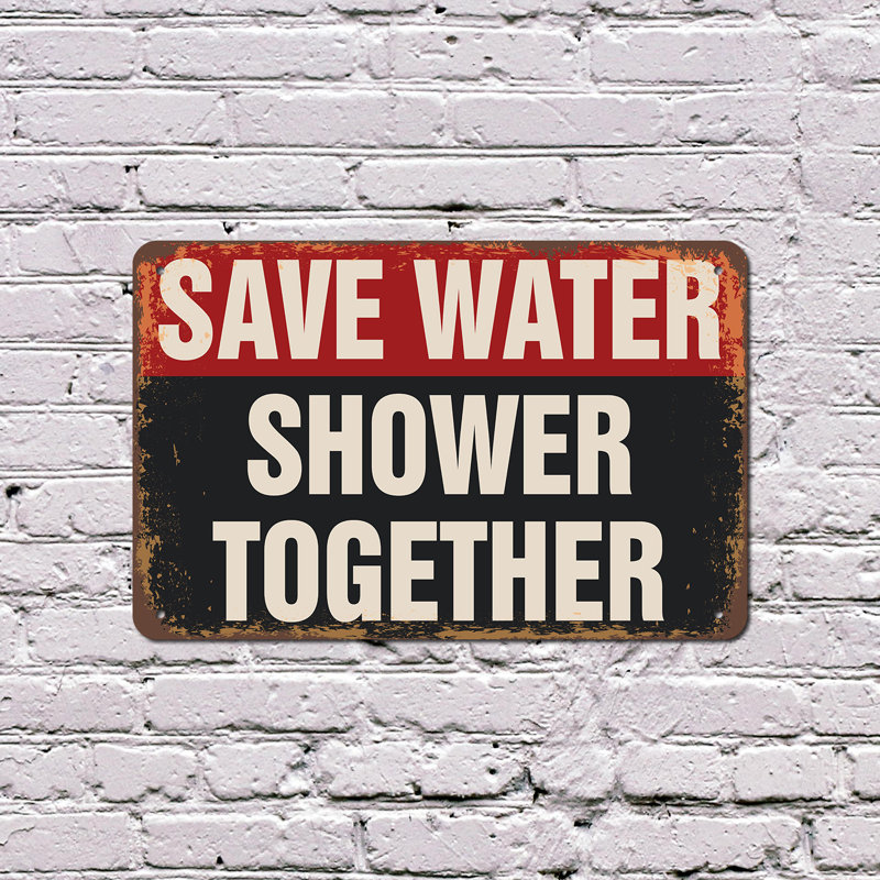 Plaque en plastique 10 po x 14 po Save Water Shower Together, H 10 po x l 14 po x P 0,1 po