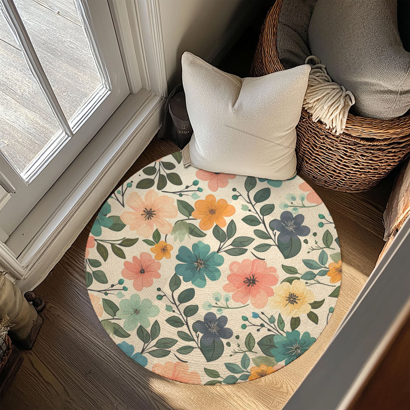 Tapis tressé en fleurs, Rond 5 pi