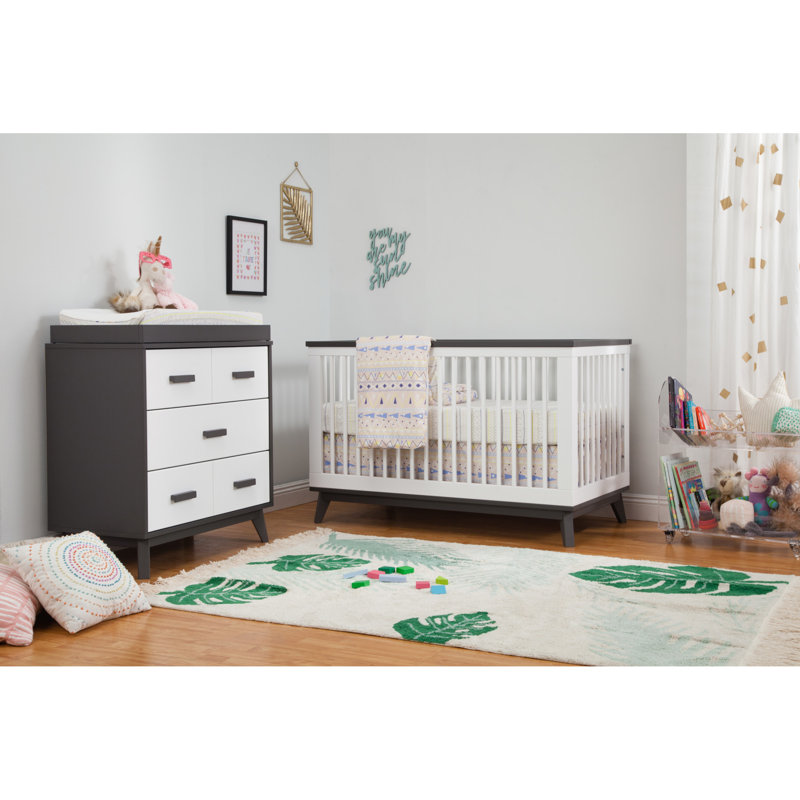 Scoot 3 Drawer Changing Table, Slate/White