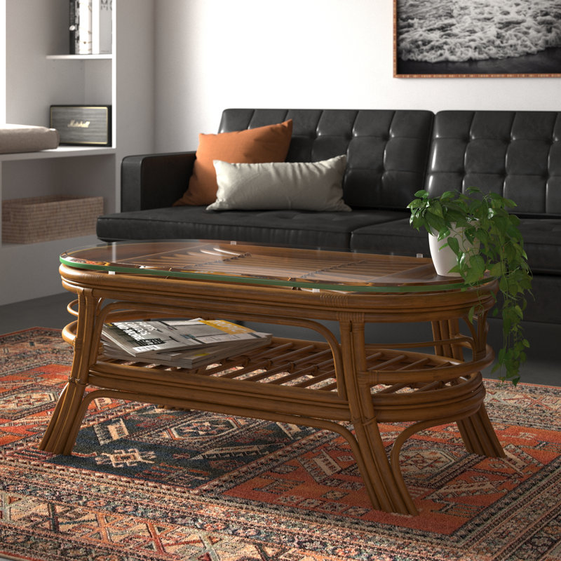 Acworth Glass Top Coffee Table, White