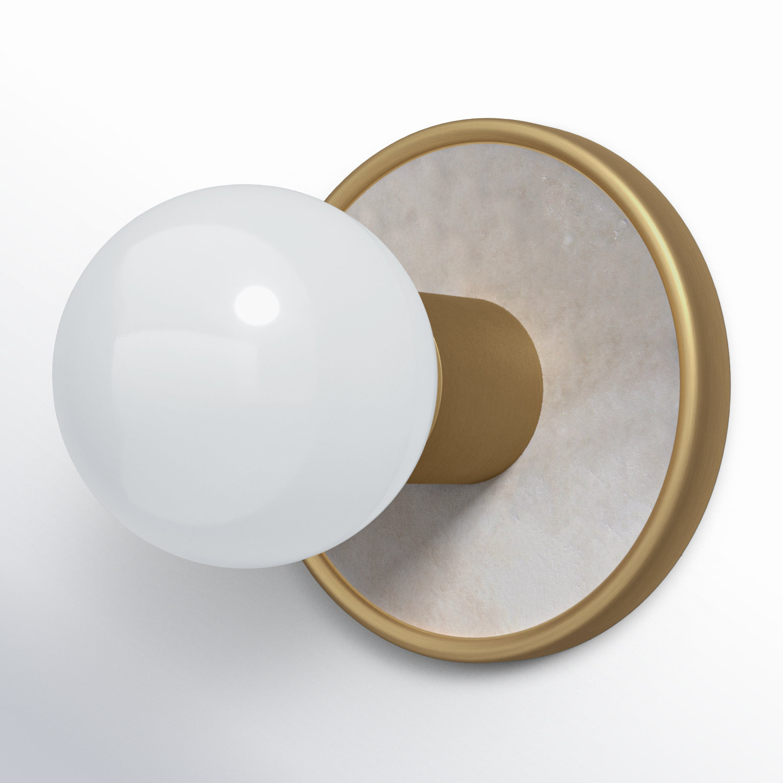 Rocha Single Dimmable Bath Sconce, Yes, White Alabaster/Natural Aged Brass