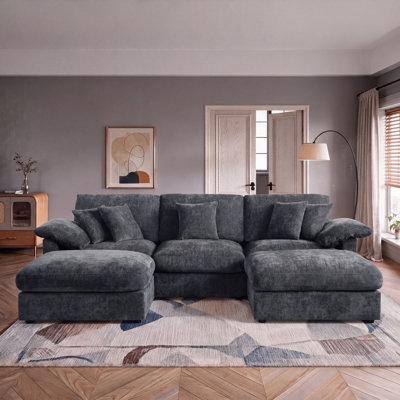 Canapé modulaire en forme de U de 112 po avec 2 repose-pieds