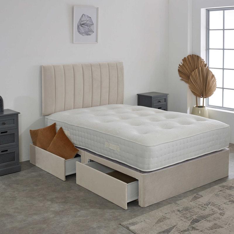Pocketsprung Divan Bed Set, Cream, Double (4'6)