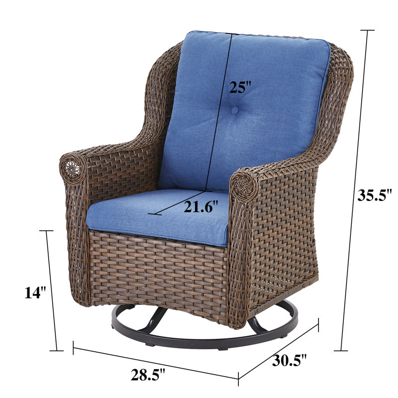 Fauteuils coulissants avec coussins Red Barrel Studio®, Bleu