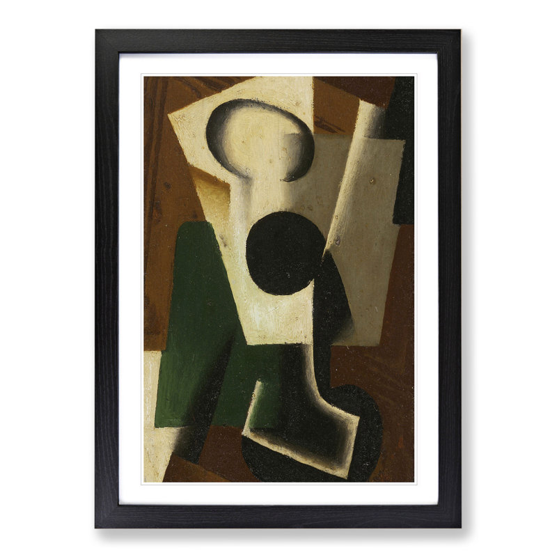 Still Life with a Glass by Juan Gris - Picture Frame Painting, 36cm H x 27cm W x 2cm D, Black