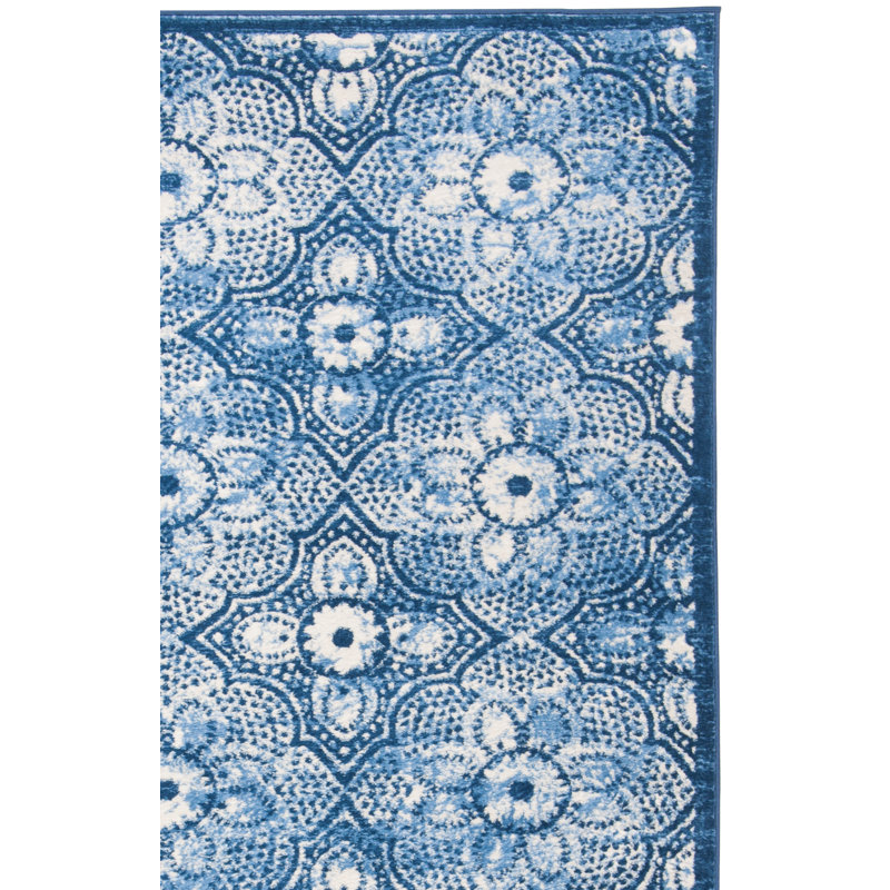 Tapis ikat bleu marine / crème Martha Stewart, Carré 6 pi 7 po