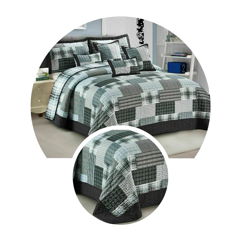 Thebes August Grove Bedspread Set with a pillow, W180 x L240cm, Grey