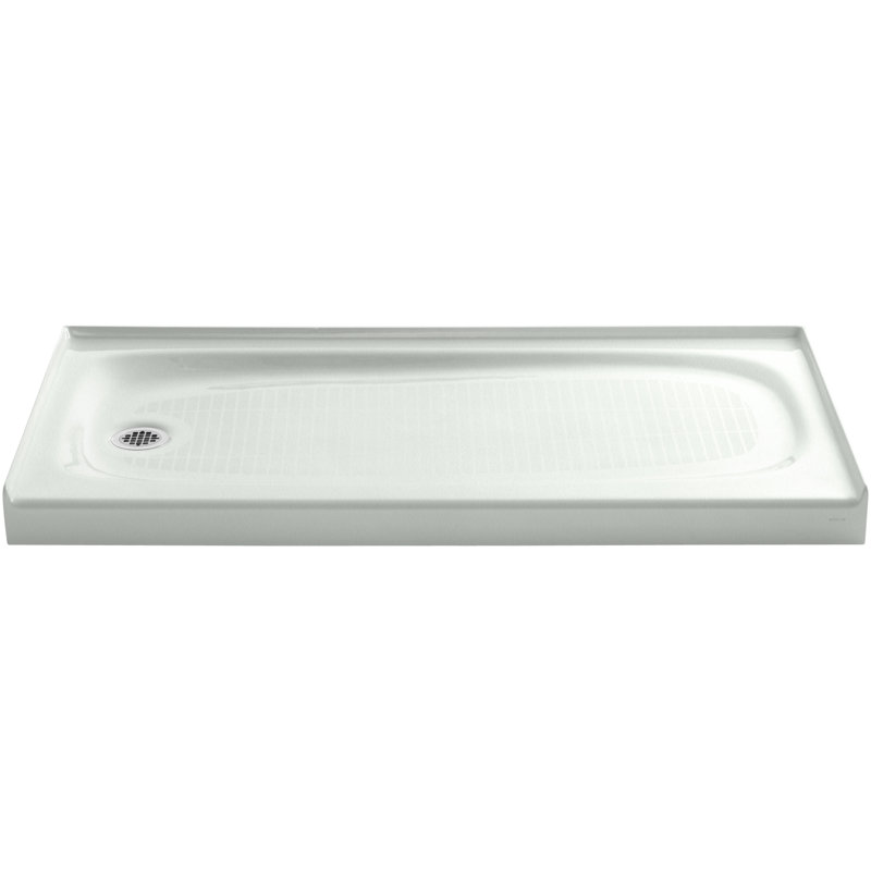 Salient 60" x 30" Cast Iron Rectangular Single Threshold Alcove Shower Base, Sea Salt, Left-Hand