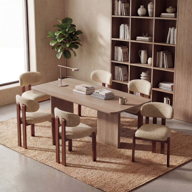 40.5 cm H Fabric Side Chair, Camel/Walnut