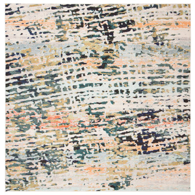 Felty Abstract Beige/Navy Area Rug