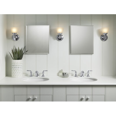 Armoire à pharmacie encastrée sans cadre avec deux tablettes réglables et miroir intérieur Derring