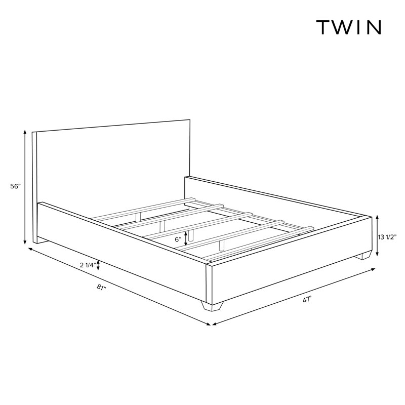 Lit tapissier standard Allis, Simple, Indigo Shaana