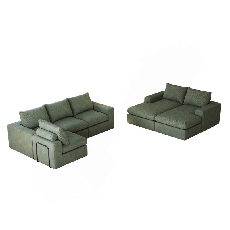 Canapé modulaire en velours Corduroy Cloud, Vert
