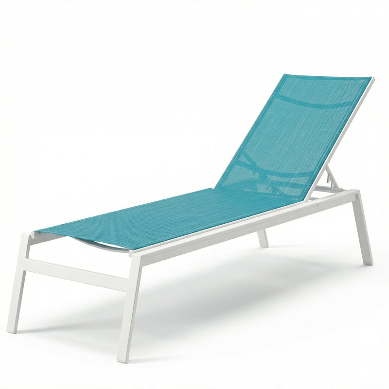 Chaise, Dupioni Lagoon Sling/River White
