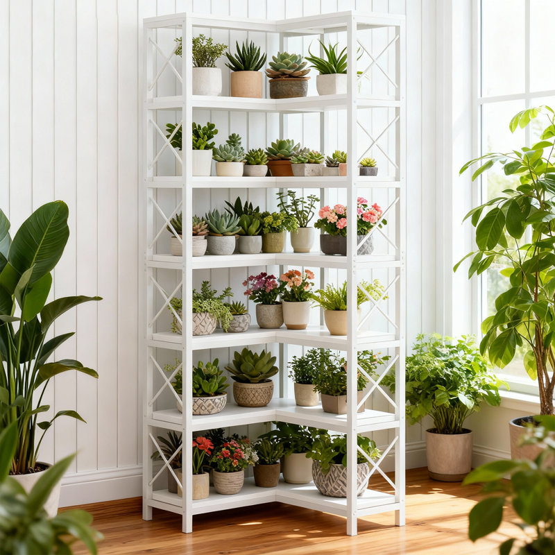 Bibliothèque de luxe industrielle 79 "avec structure en métal robuste, mobilier haut de gamme haut de gamme, Blanc