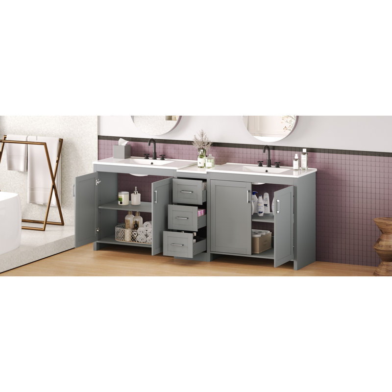 Meuble-lavabo double efficace en quartz