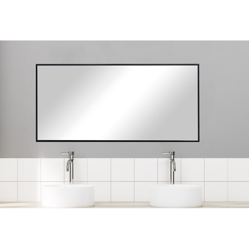 Derosier Metal Flat Wall Mirror, 34'' x 73'', Black