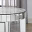 Table ronde en miroir avec incrustation de cristal, petit canapé moderne à 2 couches avec espace de rangement, table décorative argentée convenant au salon, à la chambre à coucher, au café et aux petits espaces