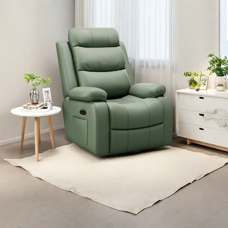 Ergonomically designed comfortable recliner, Olive Faux Leather