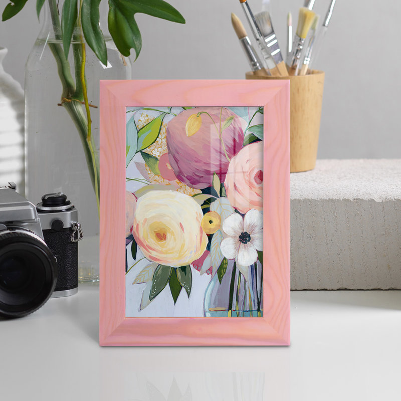 Georgia Bouquet I, encadré sur papier, H 6 po x l 4 po x P 1 po, Rose
