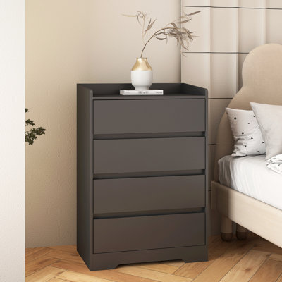 Buffet de salon avec 4 tiroirs et moderne Grace - noir, 25,04 po x 16 po x 37,39 po, 67,39 lb, améliore les livres et le tiroir d'organisation multimédia pour armoire de rangement, 25,04 po x 16 37,39 po