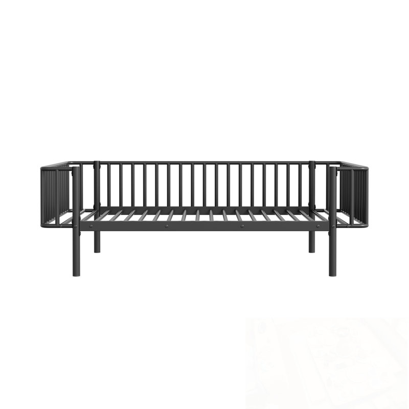 Twin Size Metal Brunelle with headboard and footabord, Twin, Black