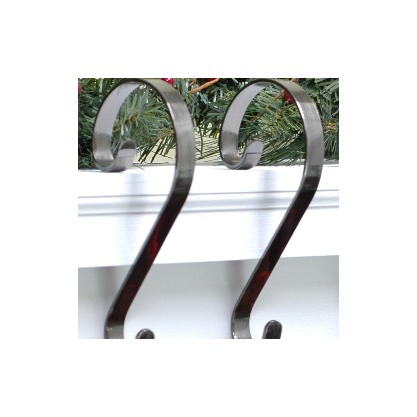 Scrolls Stocking Holder, Brushed Nickel