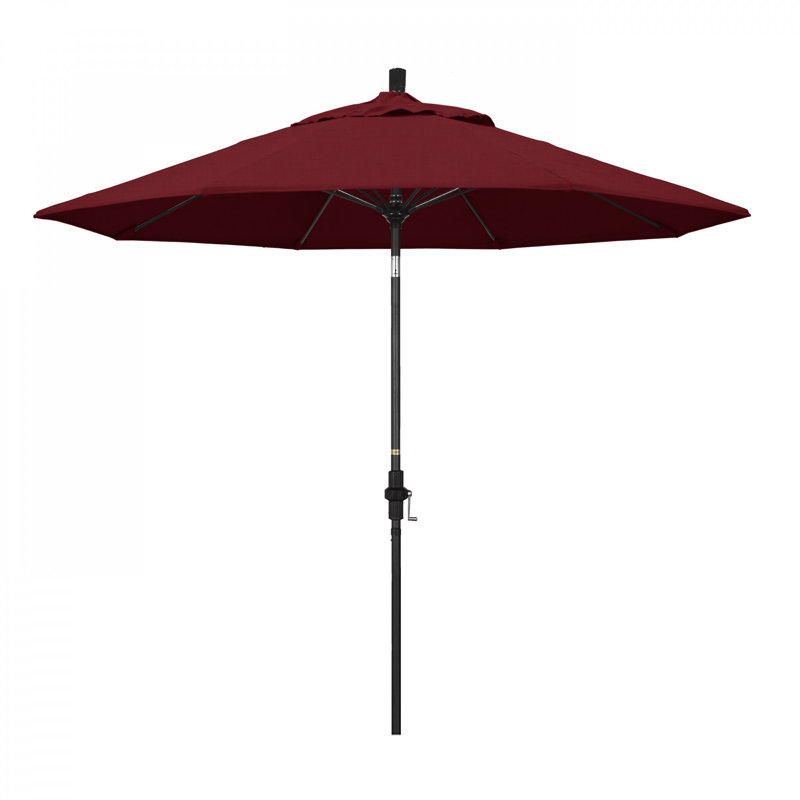 Parasol de marché Sunbrella® 9 pi Roverta, Tissage uni Sunbrella® Spectrum rubis, Noir