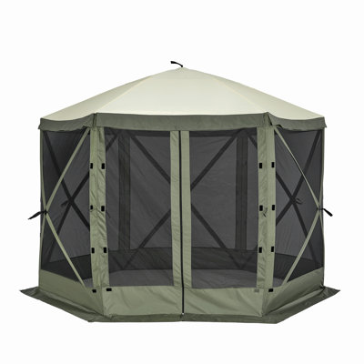 Pop Up Gazebo Tent, Pop-Up Screen Tent 6 Sided Canopy Sun Shelter With 6 Removable Privacy Wind Cloths & Mesh Windows, 10X10ft Quick Set Screen Tent With Mosquito Netting