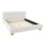 Lit tapissier contemporain à profil bas avec tissu en molleton Teddy et pieds ronds massifs, design courbé élégant pour la chambre à coucher, grand lit, blanc