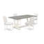 L'ensemble de table de cuisine 5 pièces se compose d'une table rectangulaire en ciment et de 4 chaises en cuir de polyuréthane blanc avec dossier haut - Lin brossé blanc-1340629711-1340629709