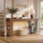 70.9" Extra-Long Walnut Console Table with LED Lighting, Narrow Entryway and Sofa Table