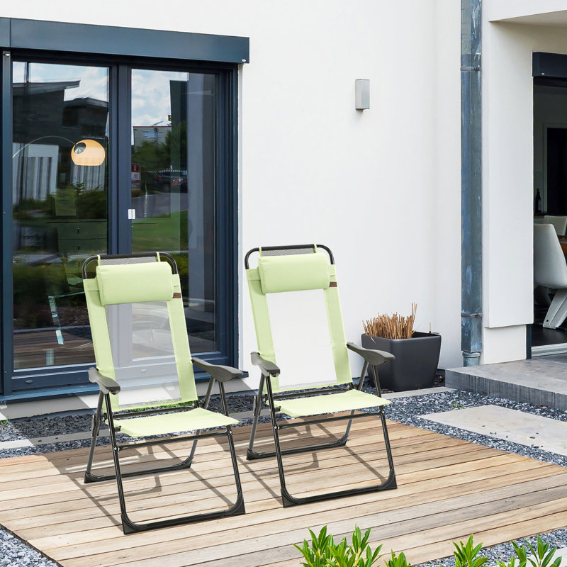 2 chaises pliantes pour l'extérieur. Amovible. Dossier respirant. Et oreiller. Pour le jardin, la cour, la pelouse. Space And. 264 lb Capacité de charge, 2, chaise de patio avec dossier réglable détachable confortable