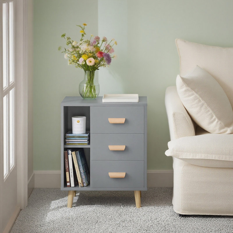 Rousseau 48cm W Bedside Table, Gray
