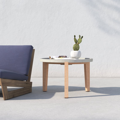 Summerfield Round Acacia Outdoor Side Table , in. W in. D