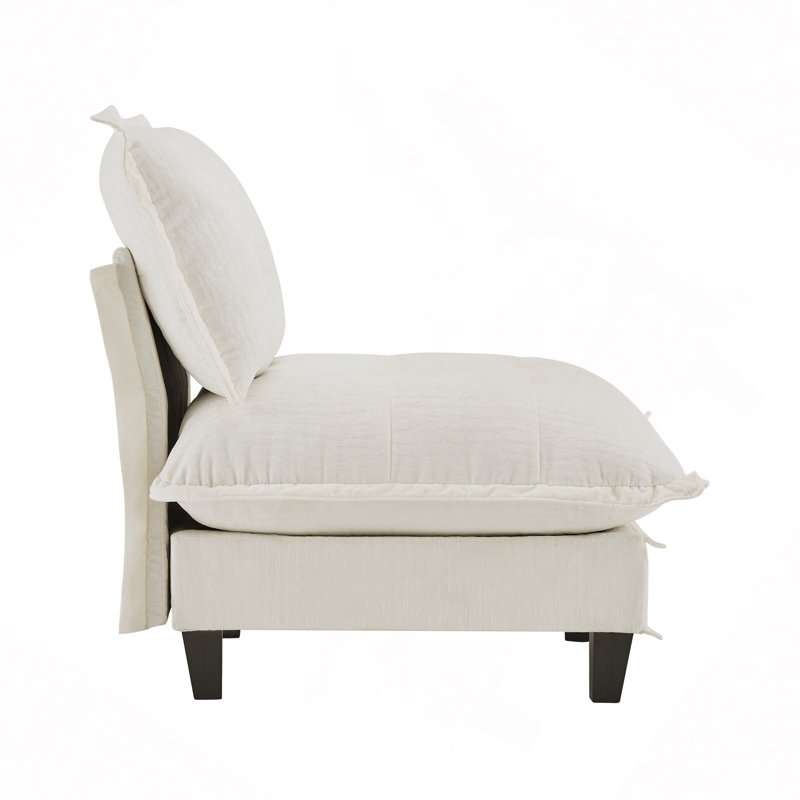 Canapé sans accoudoirs en chenille, Beige Chenille, Beige