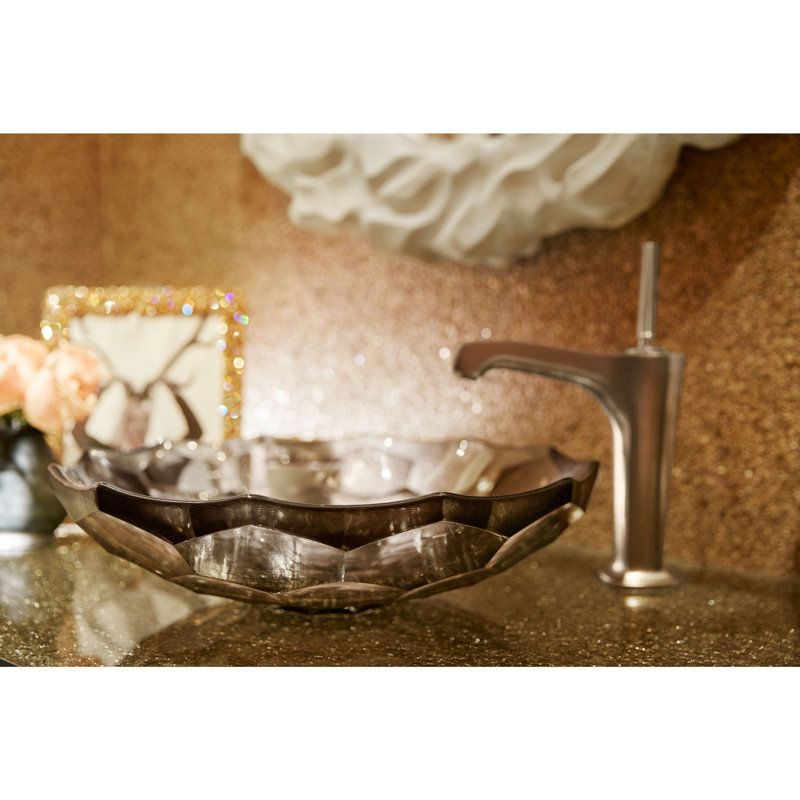 Kohler Briolette, Artist Editions Oval Faceted Glass Bathroom Vessel Sink, Translucent Doe