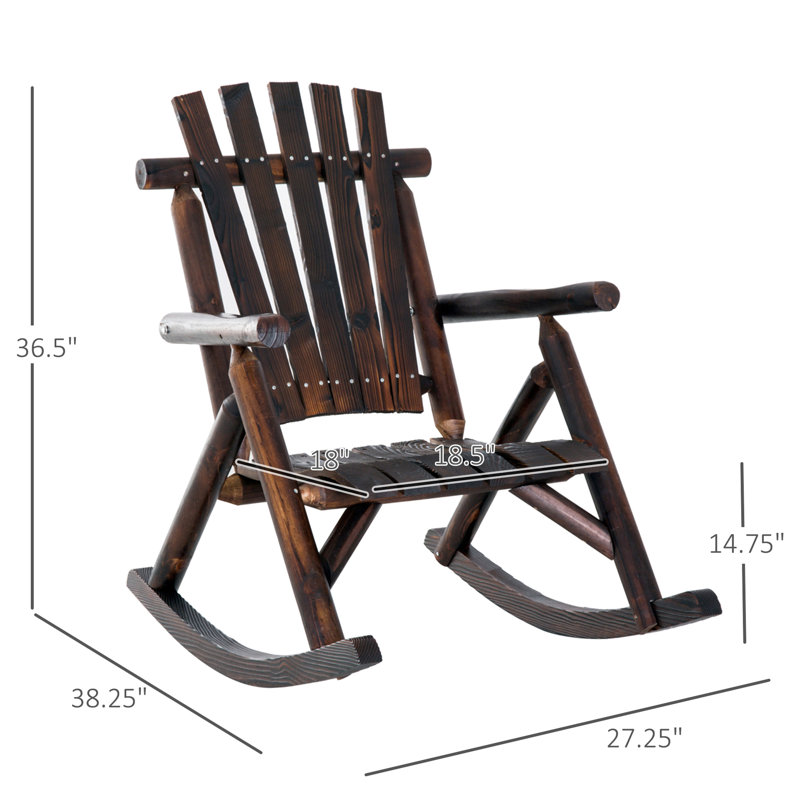 Rustic Brown Chair With Rocking Motion By - For Patio, Garden, Porch High & , Build Gardens Compatible , Smooth Surface