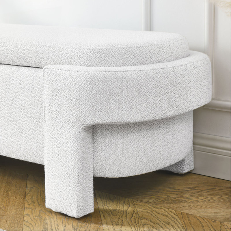 Cineus Oval Fabric Upholstered Storage Ottoman, Yellow