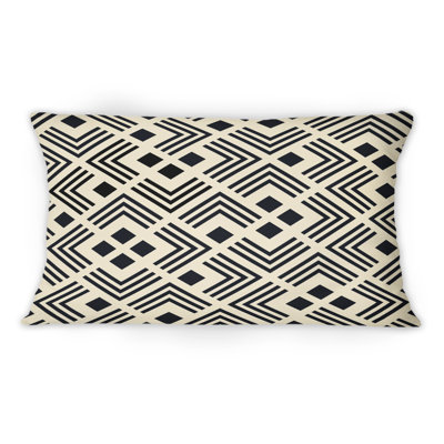 Coussin décoratif à motif géométrique noir et jaune à motif géométrique