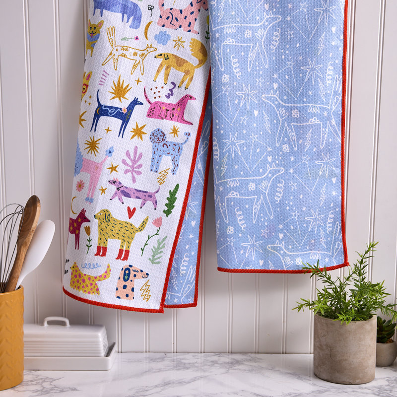  Ensemble de 2 torchons en microfibre imprimés, plantes en pot