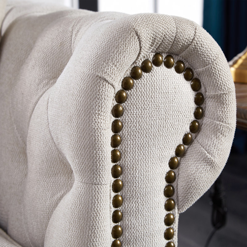 Canapé Chesterfield en tissu beige (beige)