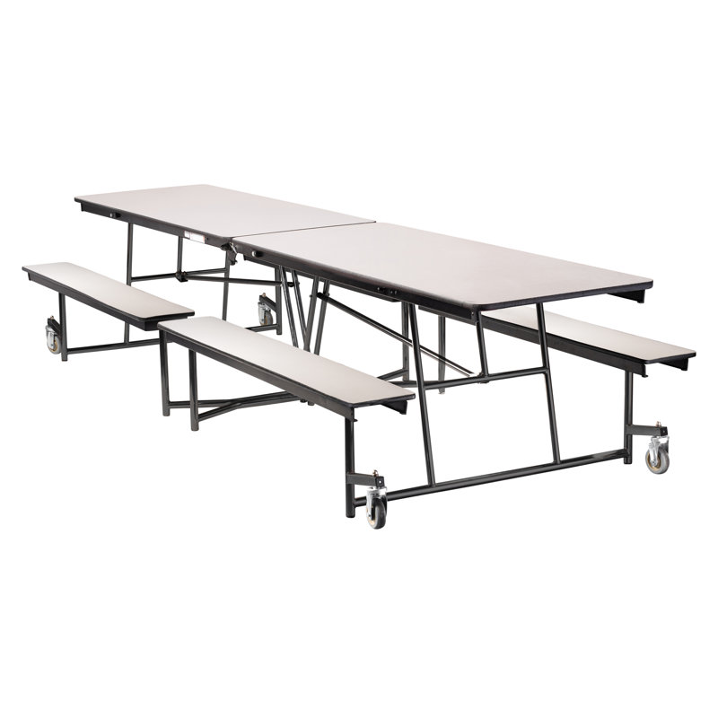 Table mobile rectangulaire de 12 pi avec bancs NPS. Nébuleuse grise