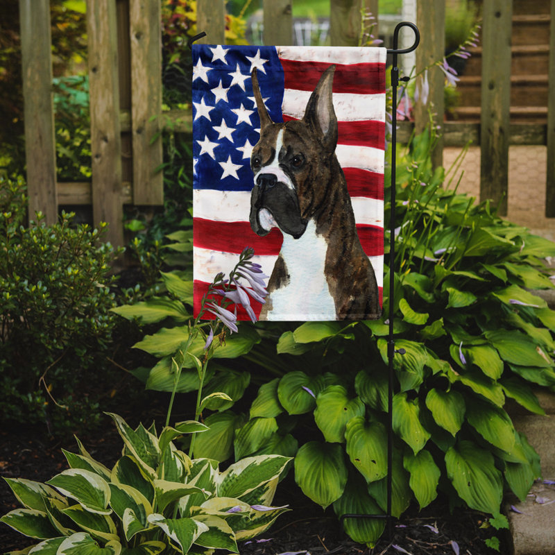 2 côtés en polyester de 2 côtés american drapeau de jardin, Brun / blanc boxer
