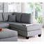 Canapé modulaire réversible gris 3 pièces pour canapé de salon et repose-pieds en tissu de polyfibre
