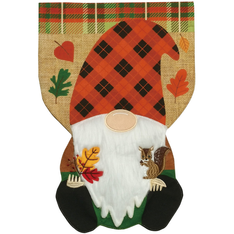 Fall Gnome Burlap House Flag