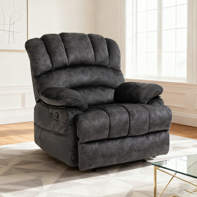 Fauteuil inclinable manuel surdimensionné - Chaise longue en tissu moelleux pour le salon, conception confortable à dossier à tirette